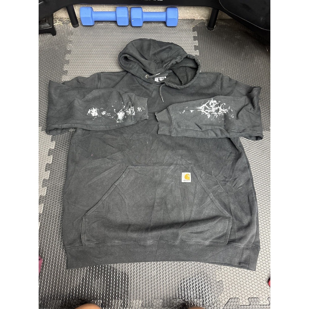 Carhartt Men's XL Loose Fit Pullover Hoodie Black Fleece Sweatshirt Workwear